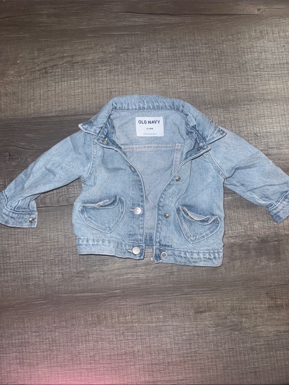 Old Navy Light Blue Toddler Denim Jacket with Heart Pockets